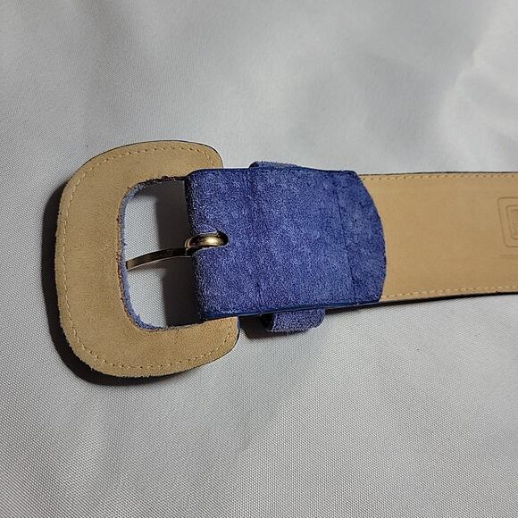 VTG Amanda Smith Women's Blue Leather Suede Wide 2” Belt Size XL - Picture 8 of 11